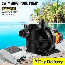 136 GPM Pool Pump 1200W Solar Powered Home Pool Accessories Hotel Aquarium Motor
