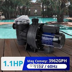 1.1HP High-Flo Single Speed Swimming Pool Pump Above Ground 115V with Strainer
