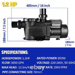 1.2HP Swimming Pool Pump Spa Water 220 Volt Outdoor Above Ground Strainer Motor