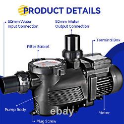 1.2HP Swimming Pool Pump Spa Water 220 Volt Outdoor Above Ground Strainer Motor