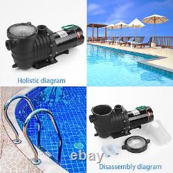 2HP Swimming Pool Filter Pump Motor withStrainer Above/In Ground 110-240V