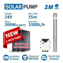 2 DC Solar Bore Pump Submersible Well 24V 200W 35m head Clean water Off Grid