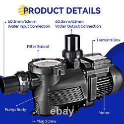 3HP Swimming Pool Pump Motor Water Filter For Hayward In/Above Ground Strainer