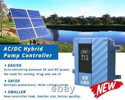 3 AC/DC Solar Powered Bore Well Water Pump 2HP Submersible Hybrid Deep 110/220V