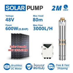 3 DC Deep Well Solar Water Pump 48V 600W Bore Hole Submersible MPPT Controller