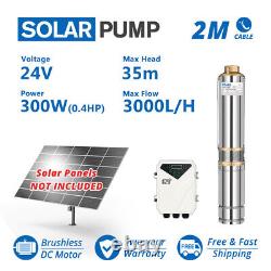 3inch DC Solar Water Bore Well Pump 24V 300W MPPT Controller Durable Submersible