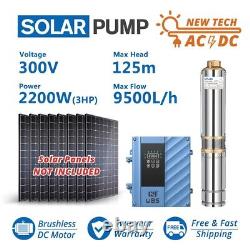 4 AC/DC Hybrid Deep Well Solar Water Pump 2200W 3HP Submersible Irrigation