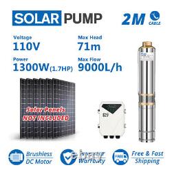 4 DC Solar Pump 110V 1300W 40GPM Water Bore Hole Submersible Agriculture Farm