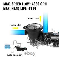 Happybuy 1.5HP Pool Pump, 4980 GPH Pool Filter Pump Ground Strainer Basket Motor