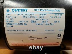 New Century 3/4 HP Pool Pump Duty Motor 115 Vac M48y Frame 1 Phase 1081