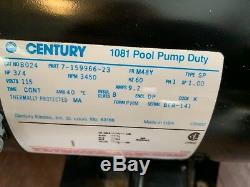 PREMIER pool hot tub PUMP Century MOTOR 3/4HP 115v 7-159966-23