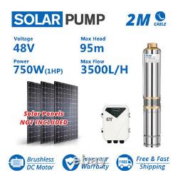 Solar DC 3 Water Well Bore Pump 48V 1HP Submersible MPPT Controller Brushless