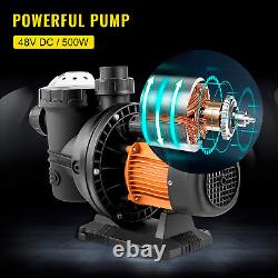 Solar Swimming Pool Pump, 500W 75GPM Powerful Motor, 48VDC Max. Head 49Ft, WithMpp