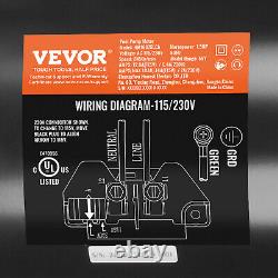 VEVOR 1.5HP Pool Pump Motor 115/230V 12.8/6.4A 56Y 3450RPM 90? F/250V Capacitor