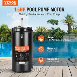 VEVOR 1.5HP Pool Pump Motor 115/230V 13.6/6.8A 56J 3450RPM 90? F/250V Capacitor