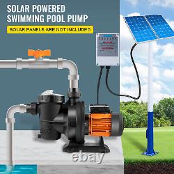 VEVOR 48V Solar Powered Pool Pump 500W 75GPM 49ft Water Pump with MPPT Controller