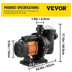 VEVOR 72V Solar Powered Pool Pump 1.6HP 136 GPM Water Pump with MPPT Controller