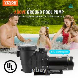 VEVOR Above Ground Swimming Pool Pump Single Speed 1 HP 80 GPM 110V / 240V UL